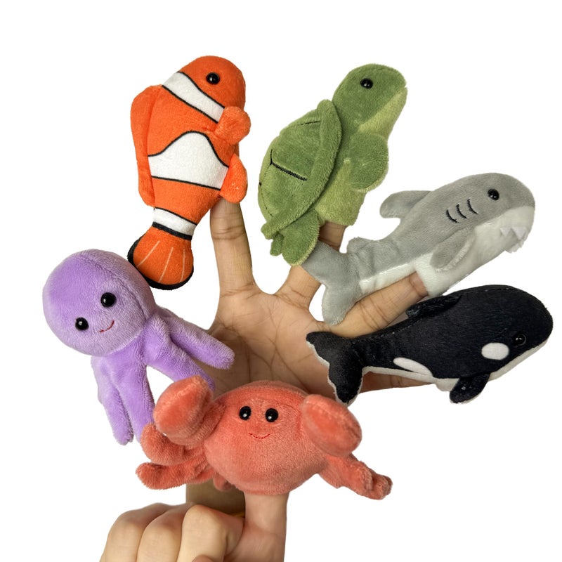 Justqunseen 6Pcs Finger Puppets Set  Cute Sea Animal Finger Puppet For Role-Playing Mini Hand Puppets Suitable For Kids Sea Animal Puppets For Storytelling  Realistic Finger Puppet For Toddlers. - Image 1