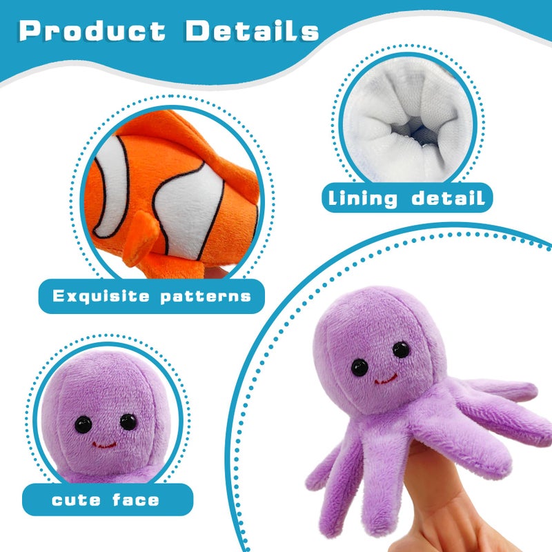Justqunseen 6Pcs Finger Puppets Set  Cute Sea Animal Finger Puppet For Role-Playing Mini Hand Puppets Suitable For Kids Sea Animal Puppets For Storytelling  Realistic Finger Puppet For Toddlers. - Image 2