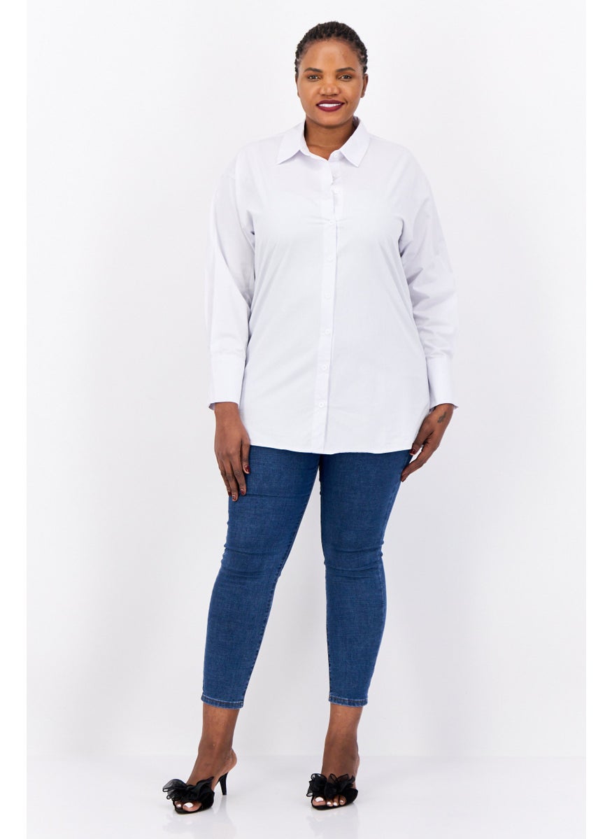 PUBLIC DESIRE Women Curve Fit Solid Shirt Dress, White  - Image 3