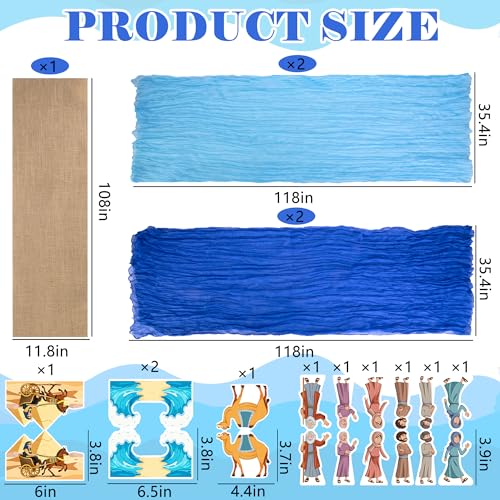 Wehhbtye 15 Pcs Passover Table Runner and Centerpiece Passover Parting The Red Sea Tablecloth Jewish Pesach Table Decoration for Holiday Parties Dining Room Kitchen Seder Tabletop Decor - Image 3