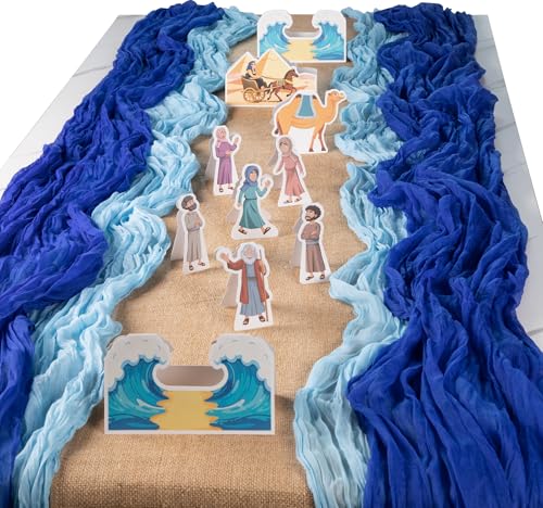 Wehhbtye 15 Pcs Passover Table Runner and Centerpiece Passover Parting The Red Sea Tablecloth Jewish Pesach Table Decoration for Holiday Parties Dining Room Kitchen Seder Tabletop Decor - Image 1