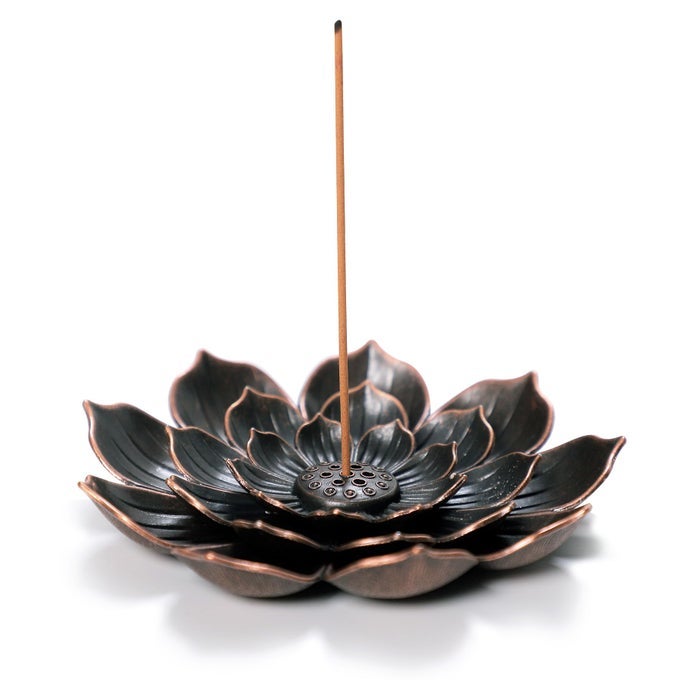 Large Incense Holder for Sticks AntiAsh Spilling Brass Lotus Incense Stick Holder and Detachable Ash Catcher