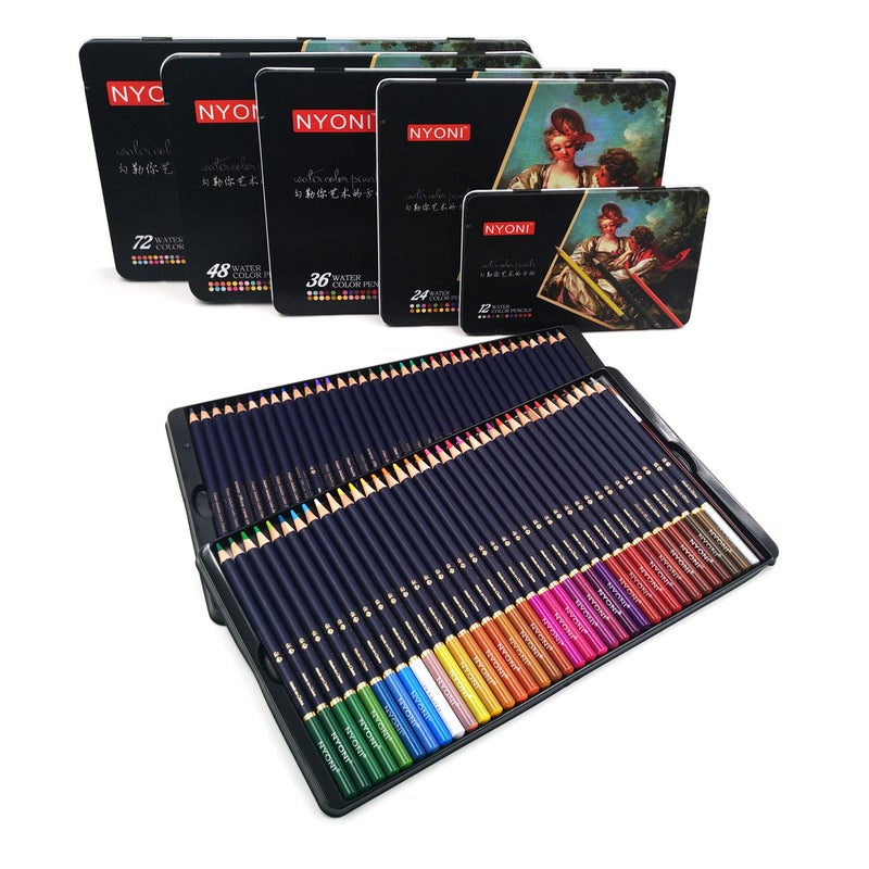 Generic NYONI 100 Colors Watercolor Pencils Set for Professional Art Iron box set 