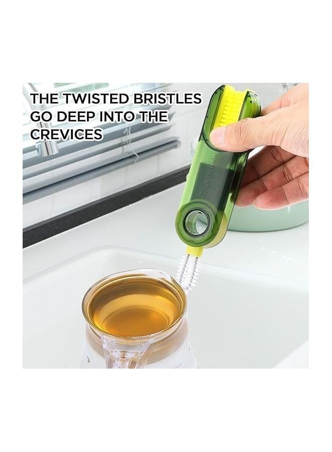 Multifunctional Cleaning Brush 3-in-1 Set –U Shapd Silicon Cleaner For Cup Lid, Straw, Bottle, Groove & Keyboard Cleaner, Ideal for Water Bottles, Windows, Crevices & Tight Spaces-Green - Image 4