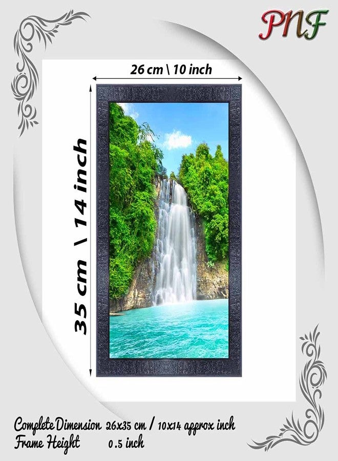 pnf Poster And Frames Vastu Waterfall Landscape Scenery Wooden Photo Frame With Acrylic Sheet | Living Room, Bedroom | Home Decoration | Best Gifting Option (10x14inch Multicolour,Synthetic) 7222 - Image 2