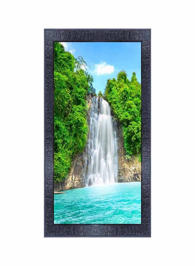 pnf Poster And Frames Vastu Waterfall Landscape Scenery Wooden Photo Frame With Acrylic Sheet | Living Room, Bedroom | Home Decoration | Best Gifting Option (10x14inch Multicolour,Synthetic) 7222 - Image 1