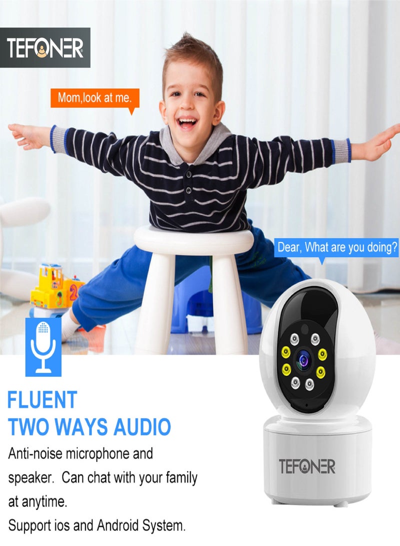 تيفونر كاميرات مراقبه منزليه بدقة 1080 FULL HD. كاميرا مراقبة اطفال بدوران 360 درجة. كاميرا مراقبه بخاصية تسجيل الصوت. كاميرا مراقبة منزلية لاسلكية تربط بالواي فاي بتطبيق للهاتف عن بعد. كامره مراقبه صغيره للمنزل برؤية ليلية. - Image 4