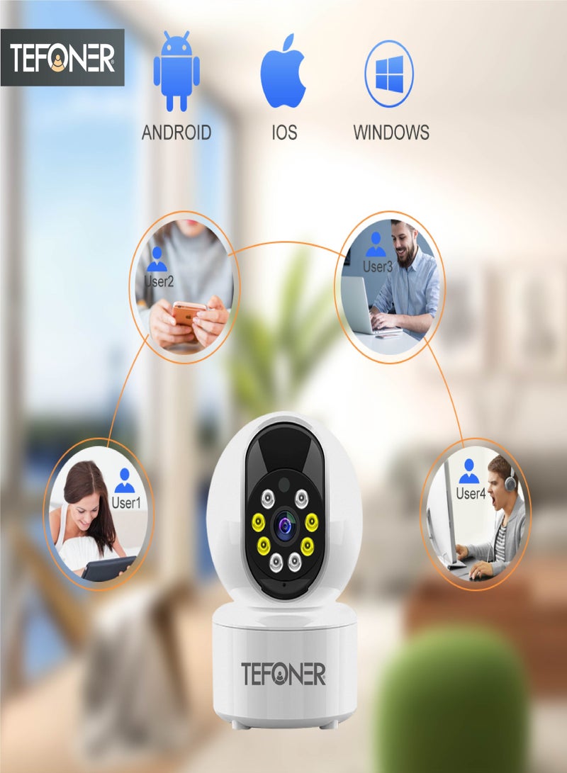 تيفونر كاميرات مراقبه منزليه بدقة 1080 FULL HD. كاميرا مراقبة اطفال بدوران 360 درجة. كاميرا مراقبه بخاصية تسجيل الصوت. كاميرا مراقبة منزلية لاسلكية تربط بالواي فاي بتطبيق للهاتف عن بعد. كامره مراقبه صغيره للمنزل برؤية ليلية. - Image 5