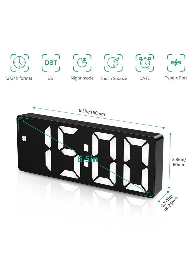ORIA Digital Clock, LED Alarm Clock, 6.5inch Large Display LED Clock with Snooze, USB Charging Ports, 3 Adjustable Brightness Suitable for Bedroom, Office - Image 2