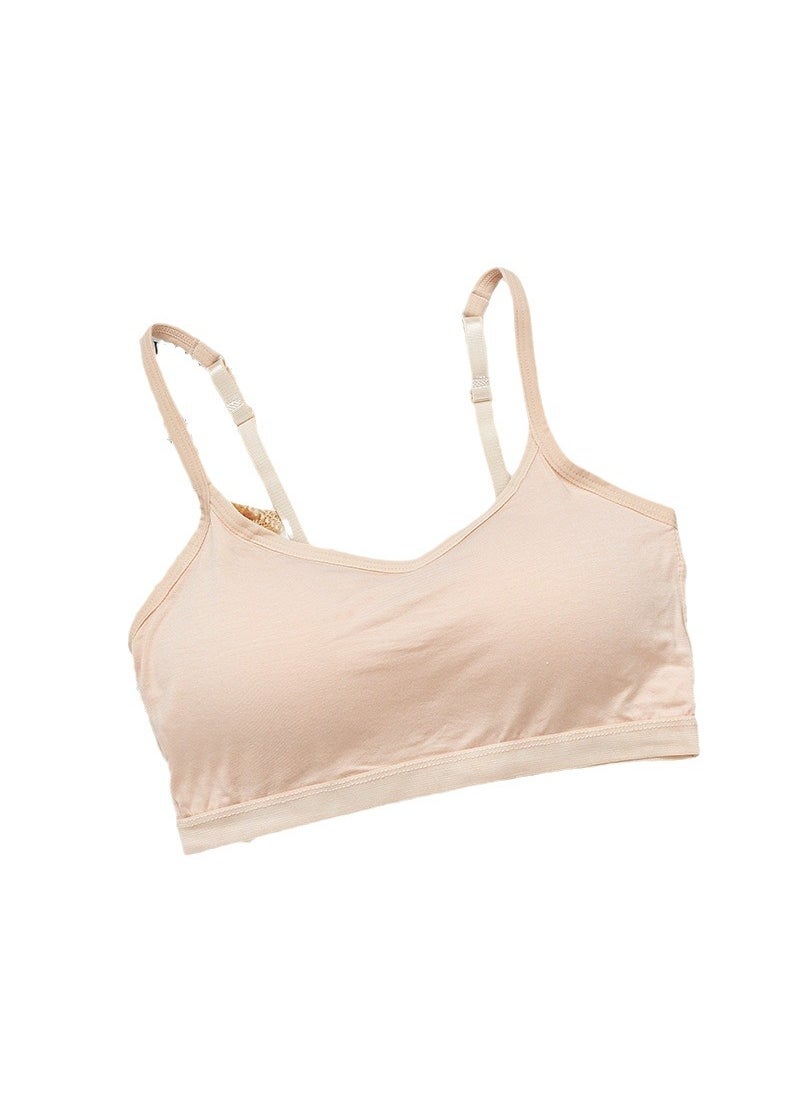Generic - Wire-Free Integrated Chest Pad Tube Top Vest Anti-Sagging Underwear for Teen Girls Breathable Sweat-Absorbent Comfortable White - Image 1