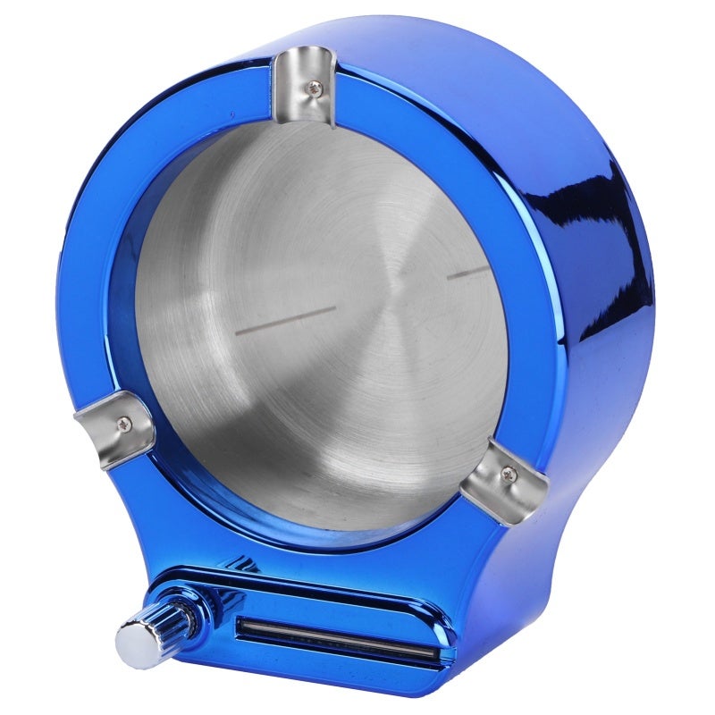 Stainless Steel Ashtray: Blue Ice, Groove Design, Wear Resistant - Match Lighter Function, Cigarette Holder Ashtray for Home Office, Gift Giving - Image 4