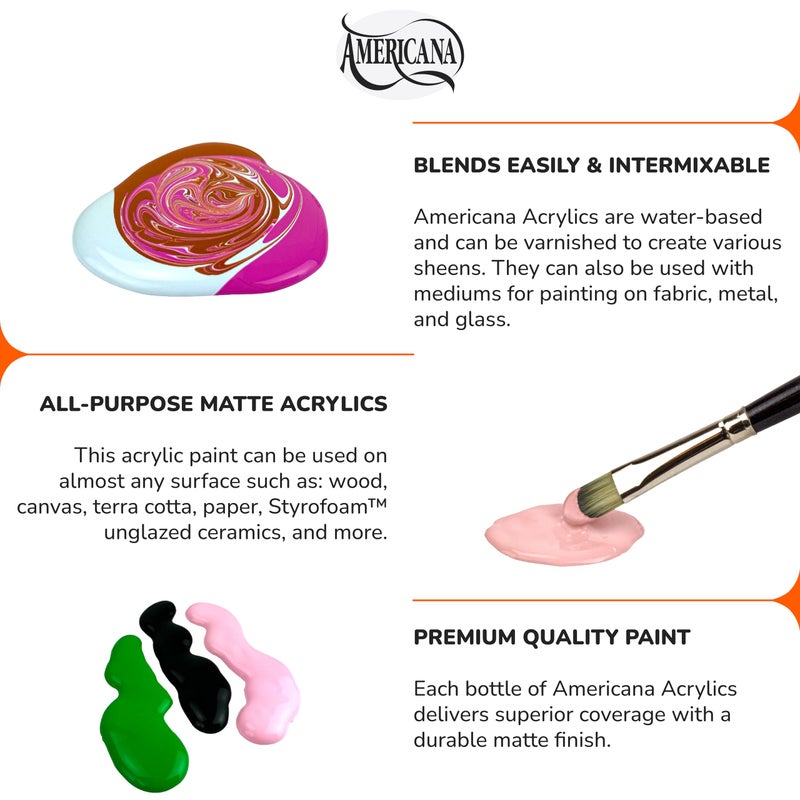 DecoArt Americana Acrylic Paint Set â€“ Popular Colors, 18 Bottles (2 fl oz) â€“ Art and Craft Acrylic Paints for Canvas, Wood, and More - Image 4