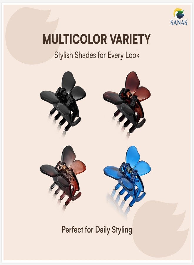 Sanas Hair Clips For Girls (4Pcs) Butterfly Clutchers For Hair Clips For Women Stylish Fashion Accessories For Girls Teenage Small Claw Clips For Women Aesthetic Claw Clip (4Pcs) (Versatile 4 Shades) - Image 5