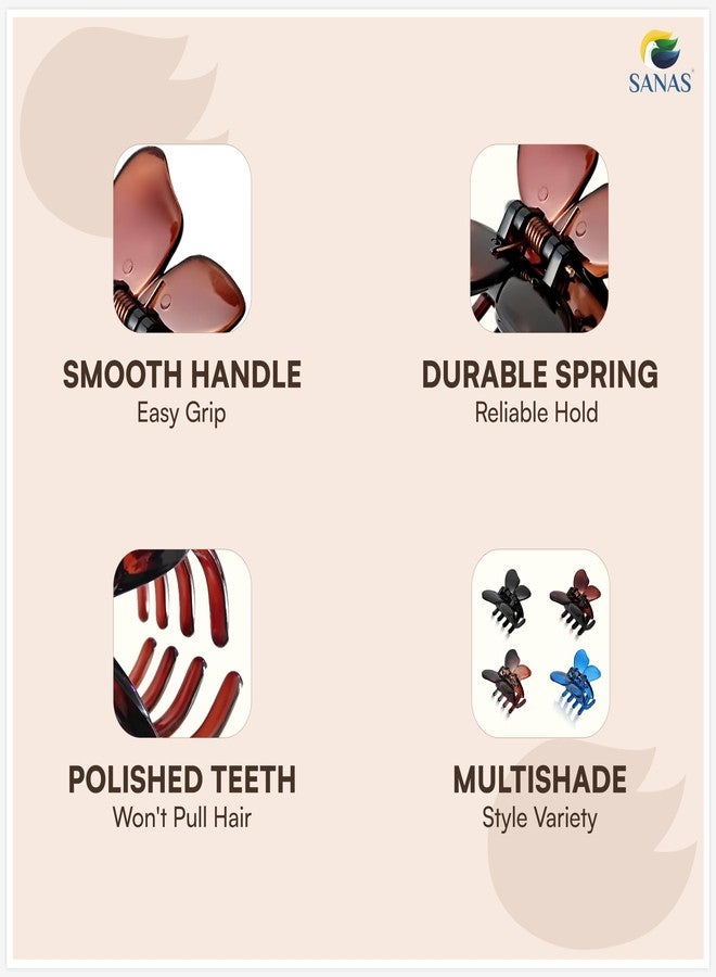 Sanas Hair Clips For Girls (4Pcs) Butterfly Clutchers For Hair Clips For Women Stylish Fashion Accessories For Girls Teenage Small Claw Clips For Women Aesthetic Claw Clip (4Pcs) (Versatile 4 Shades) - Image 4