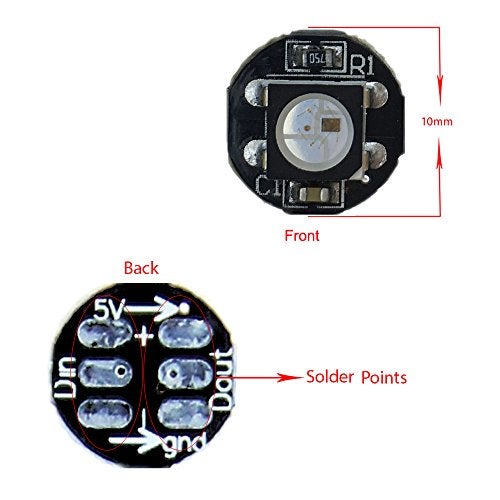 ALITOVE 100pcs WS2812B Addressable 5050 Smart RGB LED Pixel Light on Black Heat Sink PCB Board 5V DC Compatible with Raspberry Pi for DIY Lighting Project - Image 4