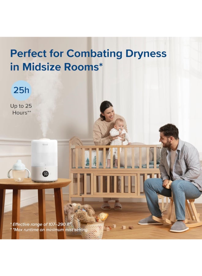 LEVOIT Dual 200S Smart Cool-Mist Humidifier For Bedroom 3L, Top-Fill Cool Humidifier For Baby Room & Home, Smart Control With Humidity For Plants, Quiet Operation With Auto Mode, Essential Oil, Shut-Off, Up To 25H For 27 ㎡ LUH-D302S-WUK White - Image 5