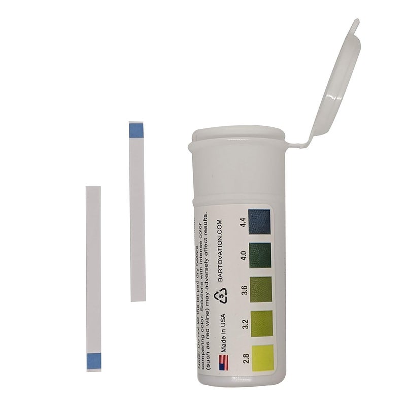 Bartovation pH Test Strips for Wine Making, Homebrew, Acidity, 2.8 to 4.4 pH [Vial of 100 Plastic Strips] - Image 3
