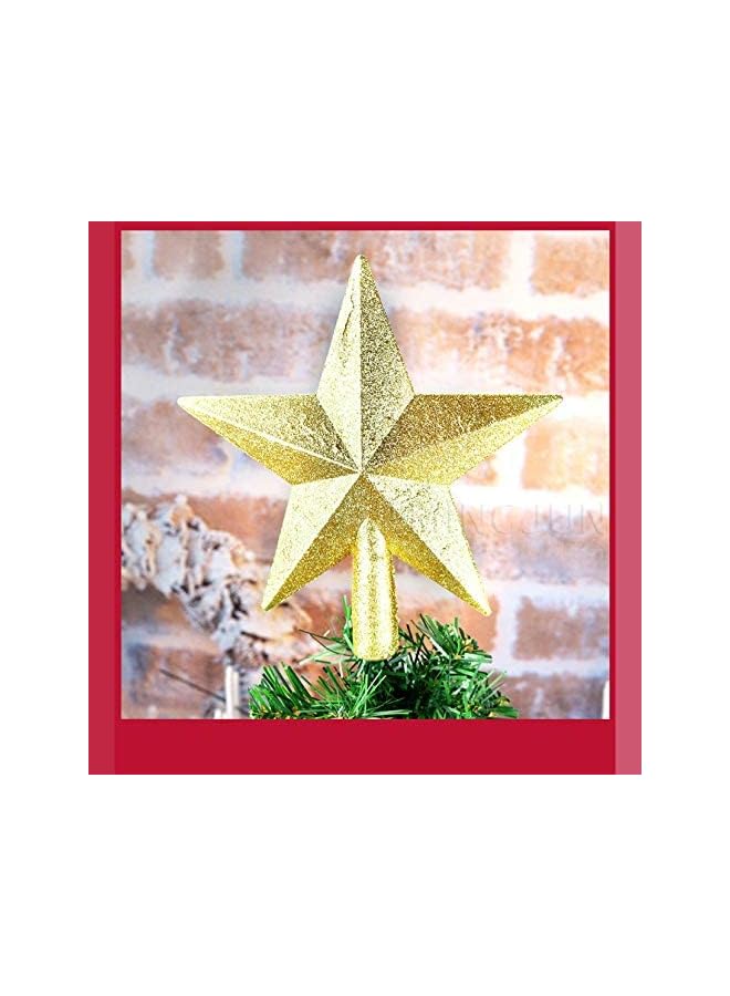 The Bros مثالي لأي حجم شجرة عيد الميلاد. نجمة ذهبية على شكل خمس نقاط لتزيين شجرة عيد الميلاد وزينة عيد الميلاد لتزيين المنزل - Image 4