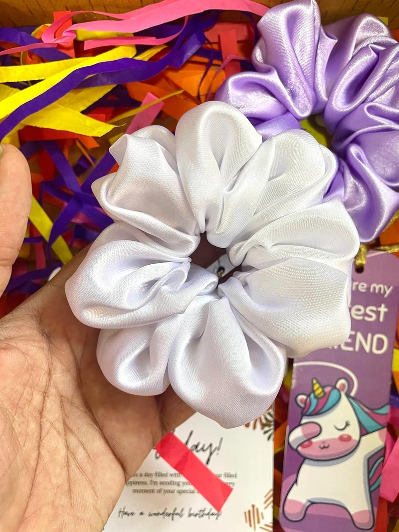 Generic Birthday Gift Combo for Women and Girls 2 Handmade Satin Scrunchies Tree of Life Chain Daisy Earring Bookmark Happy Birthday Card 6 Piece Set Multicolor 1 Count - Image 3