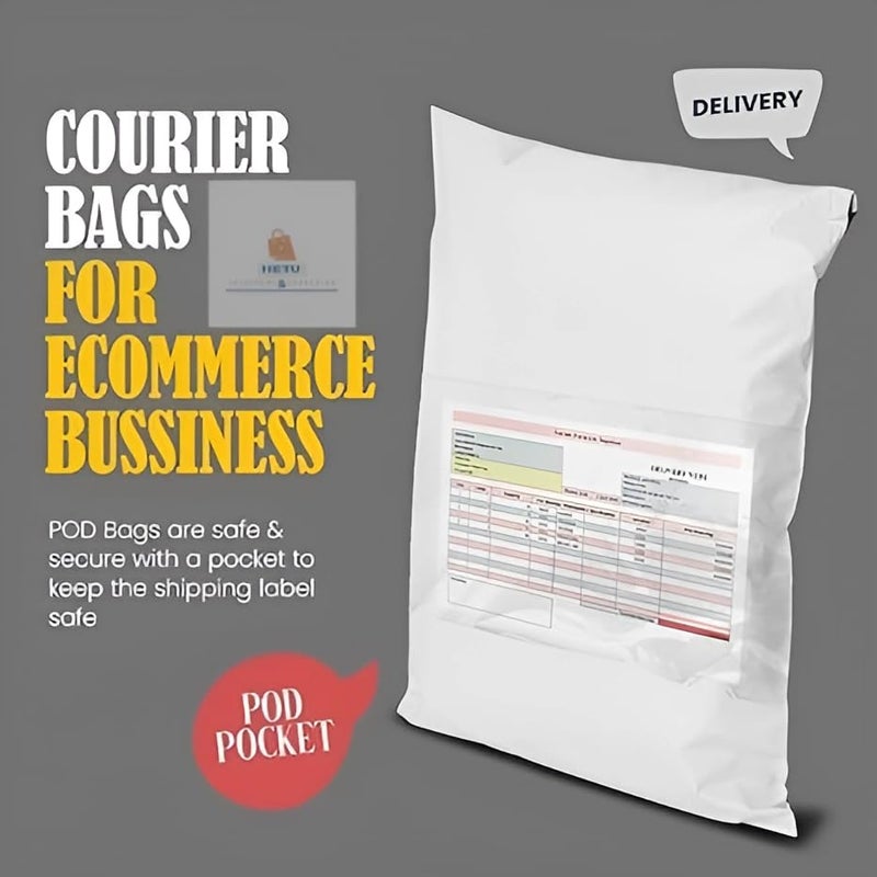 HETU Security Tamper Proof Courier Polybags/Pouches with Sealking Pod, 55 Micron, (Pack of 100) (12Inch x 14 Inch) - Image 3