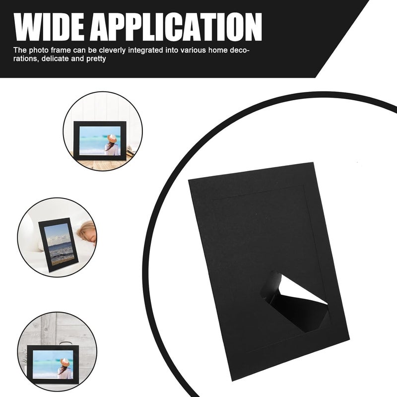 FUOYLOO 10pcs Black 7-inch DIY Paper Photo Frames, Kraft Paper Tabletop Picture Holders for Home Décor, Rustic Photo Display Set - Image 3