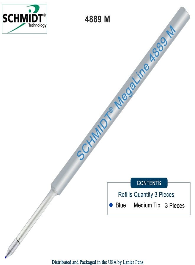 Lanier Pens Pack of 3 - Schmidt 4889 MegaLine Pressurized Ball Point Refill Blue Ink Medium Tip - Image 2