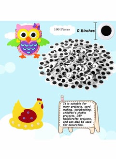 Y&D 100 Pieces Self-Adhesive Jiggle Eyes Wiggle Self Adhesive Black White Googly for DIY Arts Scrapbooking Doll Making Crafts Decoration Accessories Round (15mm)  - Image 4