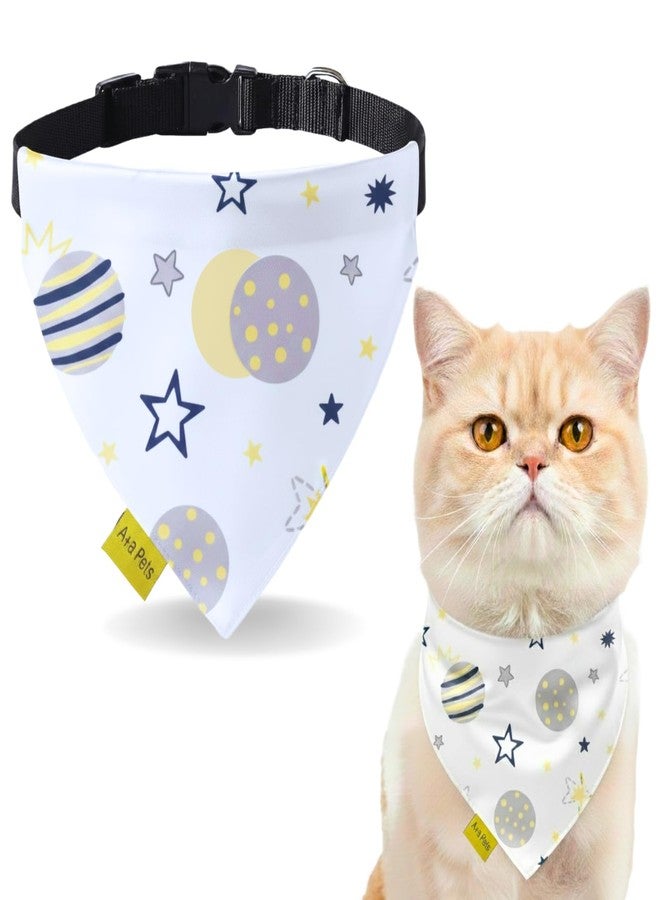 A+a Pets وشاح ناعم وأنيق للحيوانات الأليفة من A+a Pets مزود بإبزيم للجراء والقطط | قابل للتعديل، مريح، وعصري (أبيض مجرة، صغير) - Image 1