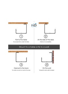 KabelDirekt Essentials – 2× metal cable baskets, size M, twin pack – cable holder & cable channel (under desk/wall mounting, screw mounts, tidies away cables, chargers, power bricks, extension leads, black)  - Image 3