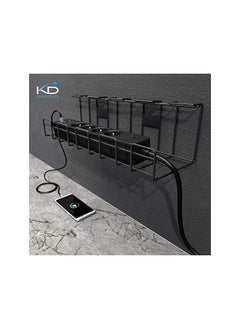 KabelDirekt Essentials – 2× metal cable baskets, size M, twin pack – cable holder & cable channel (under desk/wall mounting, screw mounts, tidies away cables, chargers, power bricks, extension leads, black)  - Image 5