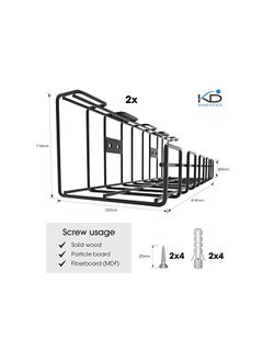 KabelDirekt Essentials – 2× metal cable baskets, size M, twin pack – cable holder & cable channel (under desk/wall mounting, screw mounts, tidies away cables, chargers, power bricks, extension leads, black)  - Image 2