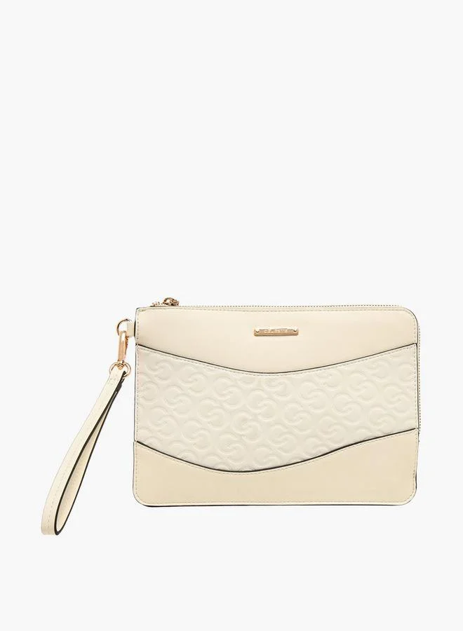 Celeste Monogram Embossed Clutch with Zip Closure