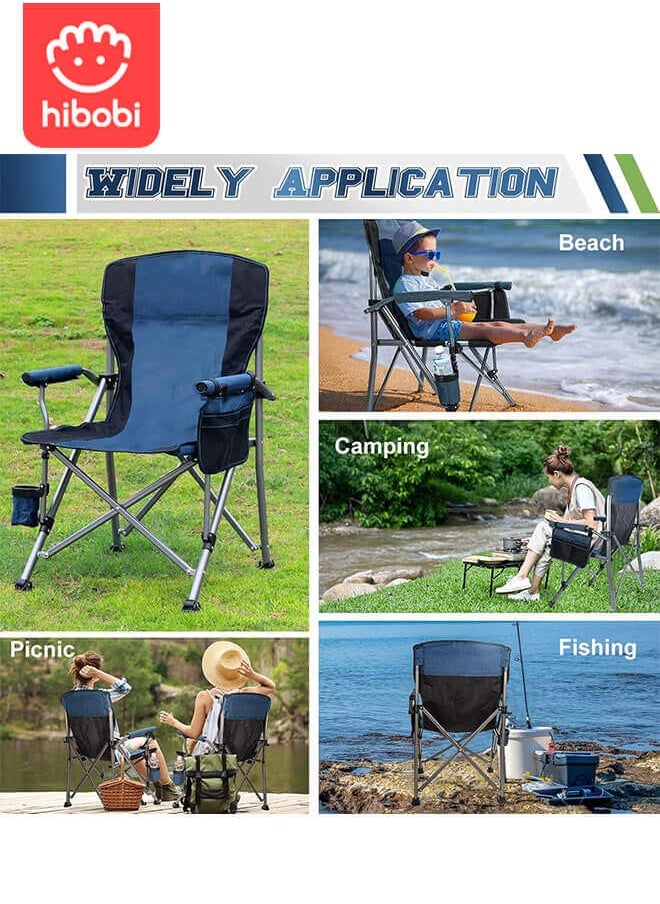 hibobi Portable Folding Camping Chair, Foldable Travel/Beach Chair, Equipped with Cup Holder & Storage Pocket, Reinforced Steel Frame, Supports up to 150kg  - Image 2