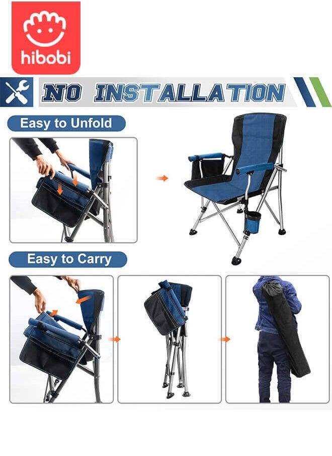 hibobi Portable Folding Camping Chair, Foldable Travel/Beach Chair, Equipped with Cup Holder & Storage Pocket, Reinforced Steel Frame, Supports up to 150kg  - Image 4