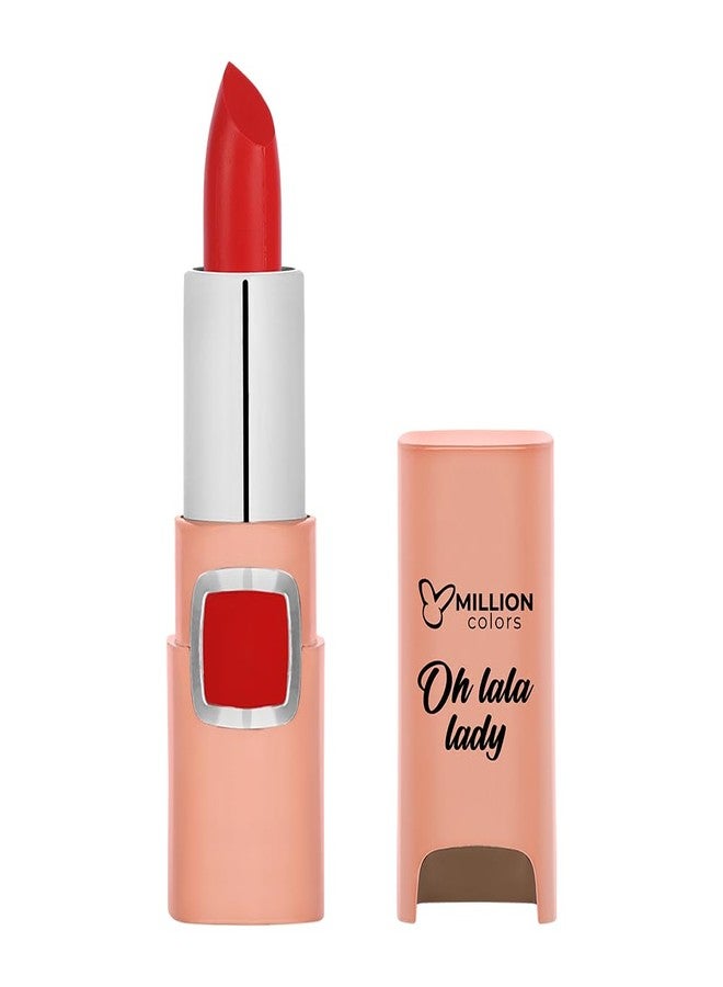 Million Colors Oh Lala Lady Bullet Lipstick - Long Lasting Creamy Matte Finish Lipstick Enriched with Vit-E & Castor Oil (Red Apple 23, 3.5g) - Image 1