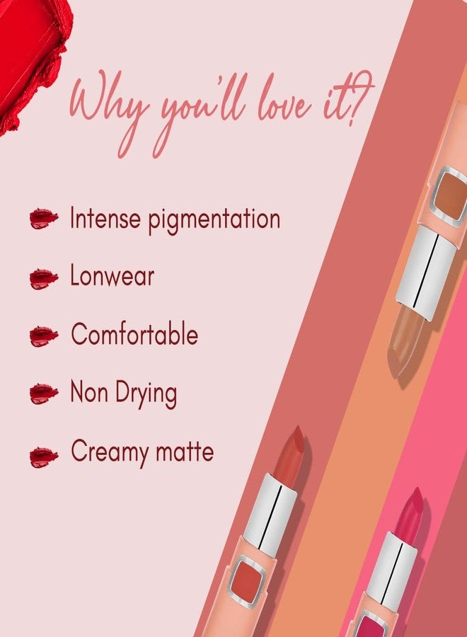 Million Colors Oh Lala Lady Bullet Lipstick - Long Lasting Creamy Matte Finish Lipstick Enriched with Vit-E & Castor Oil (Red Apple 23, 3.5g) - Image 5