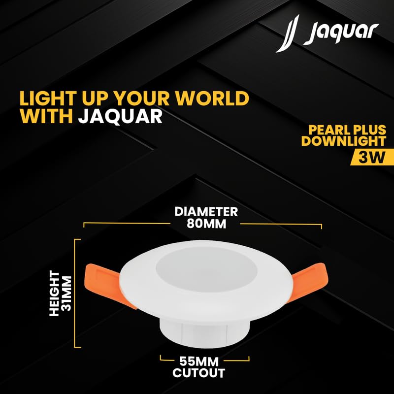 Jaquar 3W Pearl Plus Round Downlight | Junction Box LED Downlight | Mood Light for False Ceiling | 55 Cut Out | Cool White 80x45(DXH)(Pack 2) - Image 4