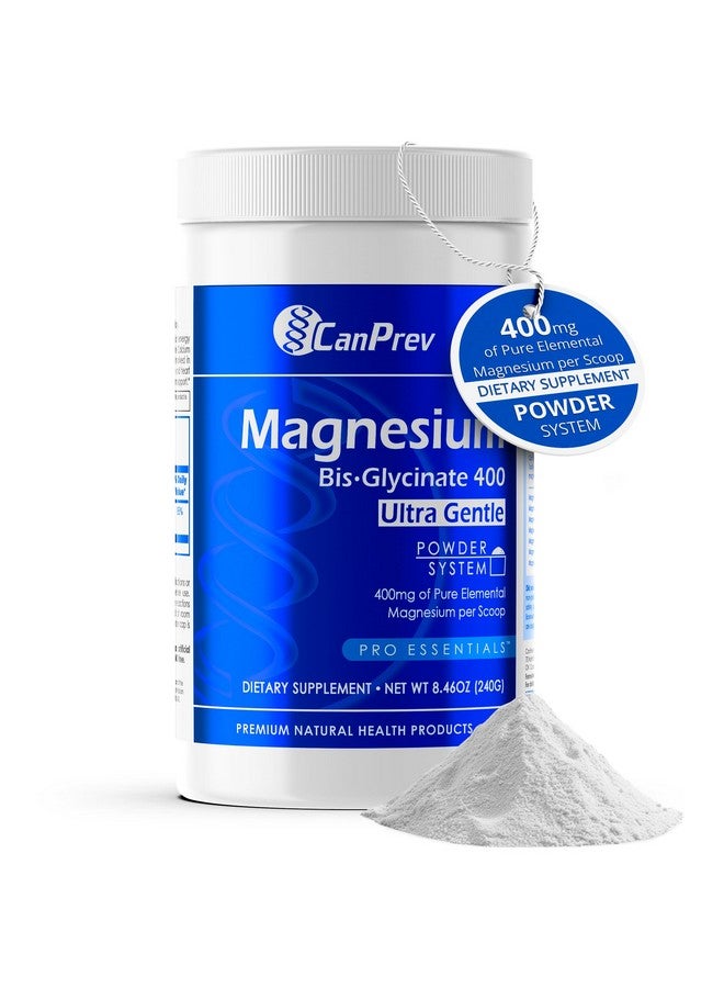CanPrev - 240g Magnesium Bisglycinate Powder 400mg Ultra Gentle Chelated Complex - 3rd Party Tested Formulated & Made in Canada