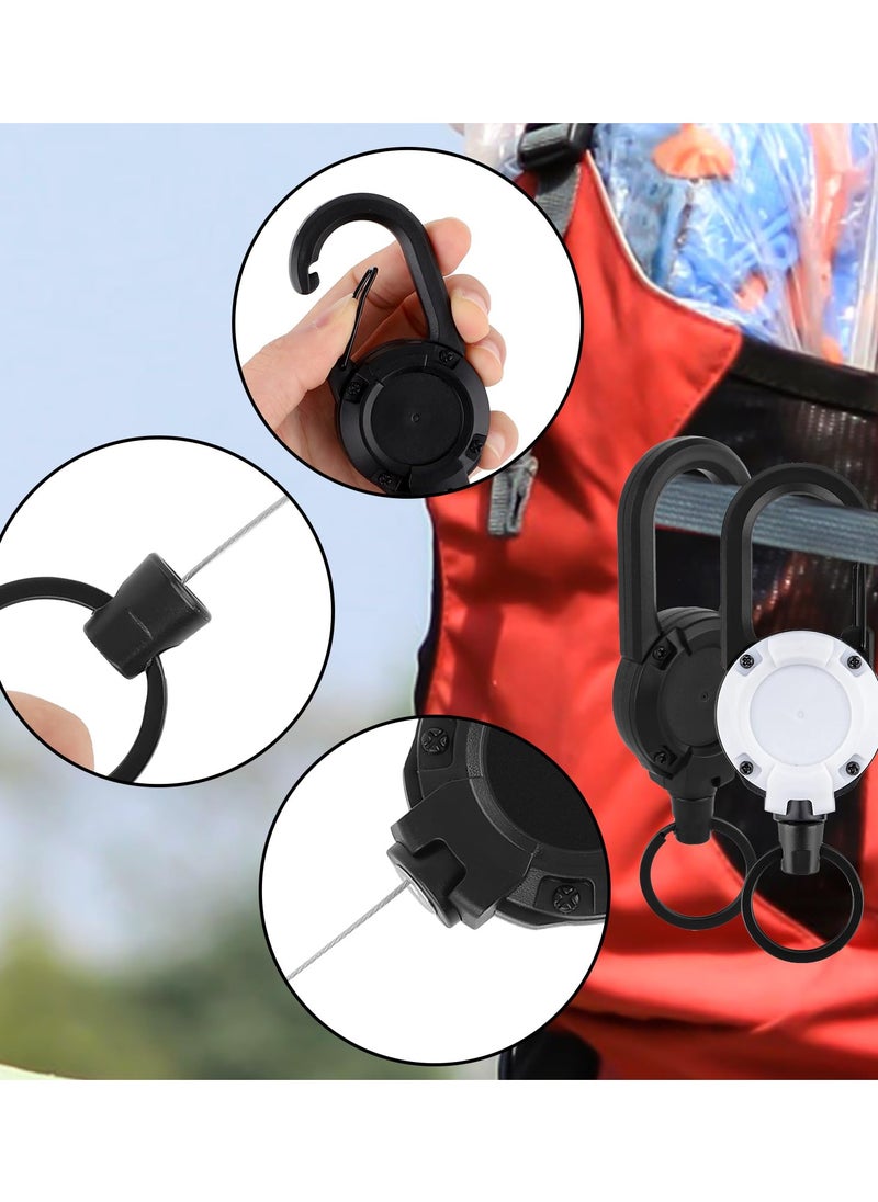 Generic 2 Pack Heavy Duty Tactical Keychain with Retractable Wire Rope and Carabiner for Outdoor Activities like Camping Fishing and Hunting Available in Black and White  - Image 4