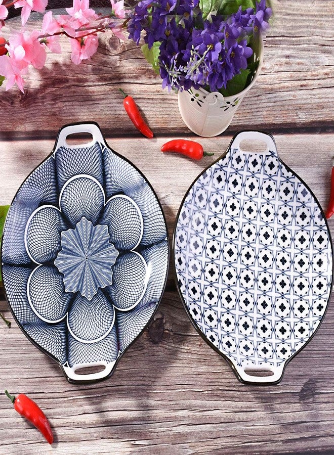 BOSILI Set of 2 Japanese Ceramic Dinner Plates with Handles, Large Pasta Bowls, Oven Safe Shallow Serving Plates for Seafood, Salad & Steak, Porcelain Baking Pans, Dishwasher Safe - Image 5