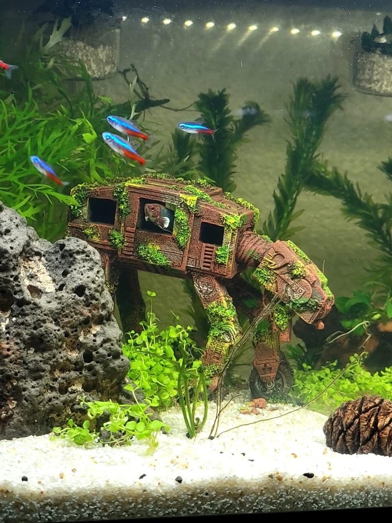 YZHZOM at-at Walker Aquarium Decorations Cool Fish Tank Decorations ATAT Walker Aquarium Decor Aquarium Castle Decor Betta Fish Hide Cave Ornament war Aquarium Decor - Image 2