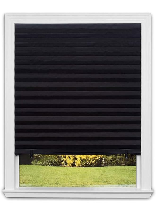 The Bros ستائر نافذة مطوية، ستائر تصفية الضوء سهلة التركيب 90×180 سم ستائر مؤقتة بدون حبال ستائر مطوية سوداء، لغرفة النوم، الحمام وغرفة المعيشة - Image 1