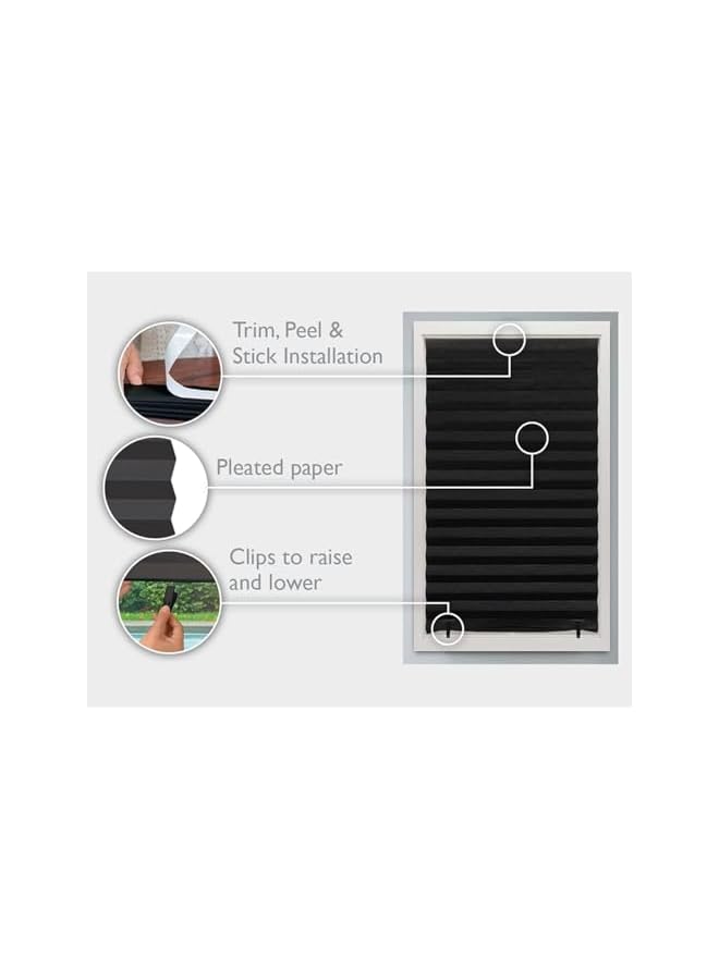 The Bros ستائر نافذة مطوية، ستائر تصفية الضوء سهلة التركيب 90×180 سم ستائر مؤقتة بدون حبال ستائر مطوية سوداء، لغرفة النوم، الحمام وغرفة المعيشة - Image 2