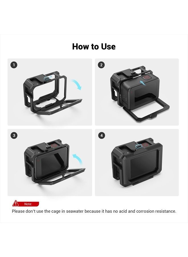 SmallRig Hero11 Cage / HERO10 Black Cage / HERO9 Cage for GoPro with 2 Cold Shoe Mounts for Mic and Led Video Light for GoPro Hero 11/10 / 9 Black 3083B - Image 5