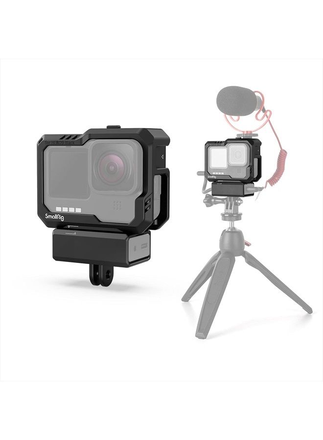 SmallRig Hero11 Cage / HERO10 Black Cage / HERO9 Cage for GoPro with 2 Cold Shoe Mounts for Mic and Led Video Light for GoPro Hero 11/10 / 9 Black 3083B - Image 1