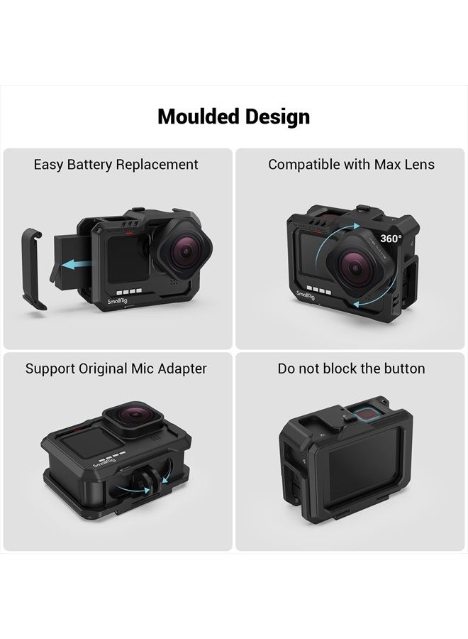 SmallRig Hero11 Cage / HERO10 Black Cage / HERO9 Cage for GoPro with 2 Cold Shoe Mounts for Mic and Led Video Light for GoPro Hero 11/10 / 9 Black 3083B - Image 4