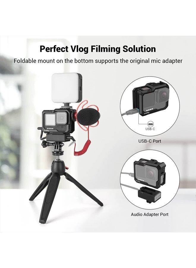 SmallRig Hero11 Cage / HERO10 Black Cage / HERO9 Cage for GoPro with 2 Cold Shoe Mounts for Mic and Led Video Light for GoPro Hero 11/10 / 9 Black 3083B - Image 2