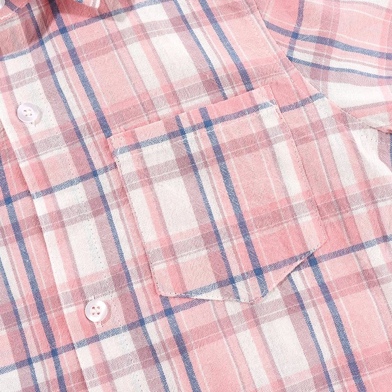 Noomelfish Girls Long Sleeve Plaid Button Down Shirt Tie Front Blouse Tops, Pink Plaid, Size 9-10 Years - Image 5