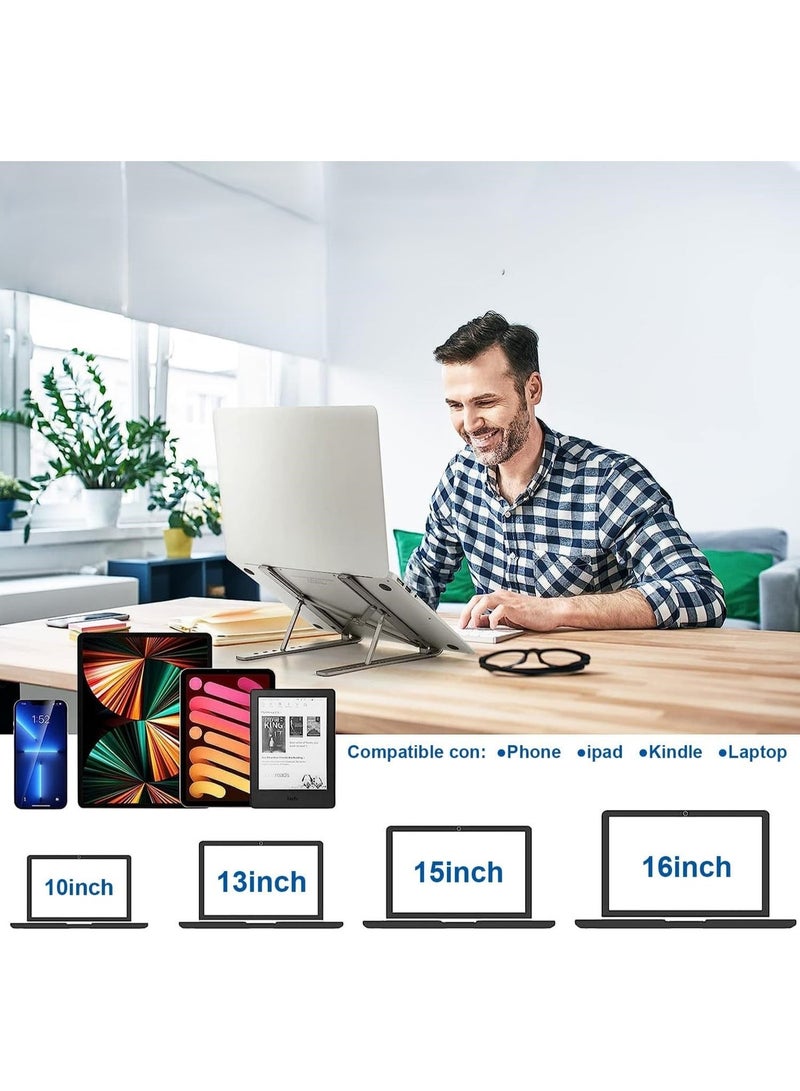 حامل لابتوب قابل للطي من الألومنيوم لأجهزة 9 إلى 15.6 بوصة، 6 زوايا قابلة للتعديل، تصميم جيد التهوية، أسود - Image 5