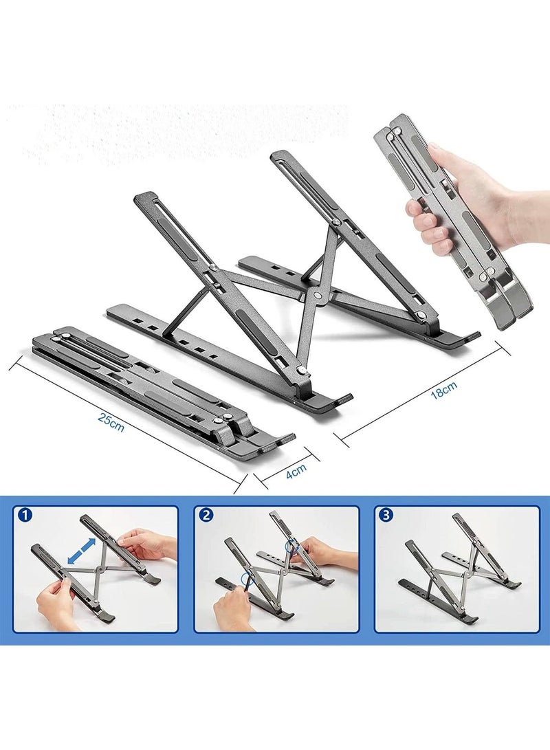 حامل لابتوب قابل للطي من الألومنيوم لأجهزة 9 إلى 15.6 بوصة، 6 زوايا قابلة للتعديل، تصميم جيد التهوية، أسود - Image 4